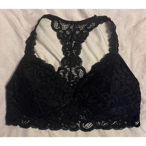 Xhilaration‎ Black Lace Padded Racerback Bralette, Size Small - Picture 1 of 4
